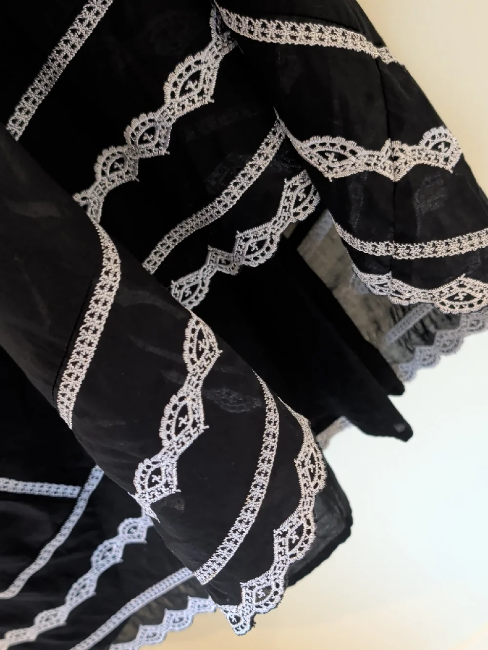 White House Black Market Black Halter Midi Dress with White Lace Details Size 4 - Picture 6 of 11